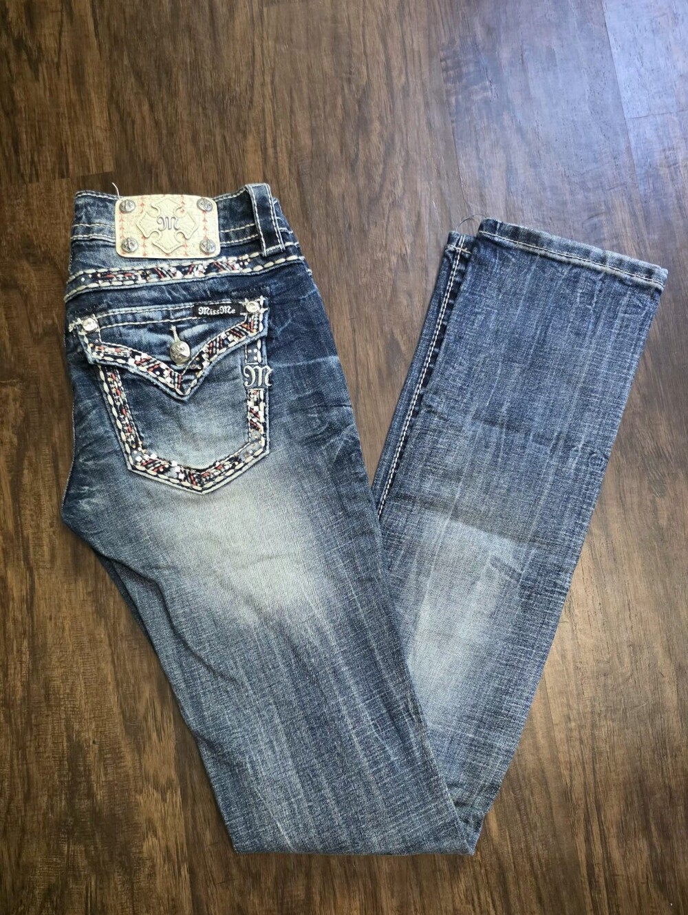 Miss Me Distressed Straight Leg Jeans 26/33